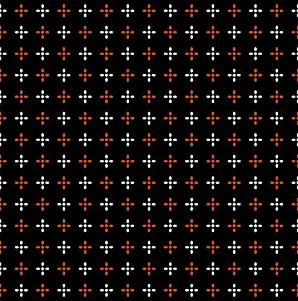 Vector illustration of Seamless Geometric Shining Star Pattern, Shiny Star Orange And White On Black Background, Halloween Theme