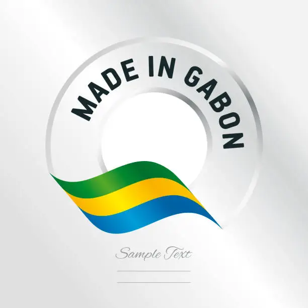 Vector illustration of Made in Gabon transparent logo icon silver background