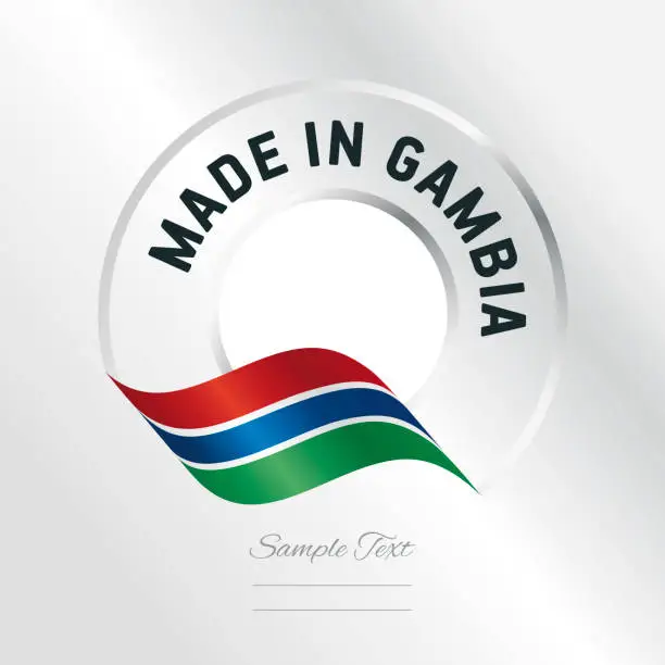 Vector illustration of Made in Gambia transparent logo icon silver background