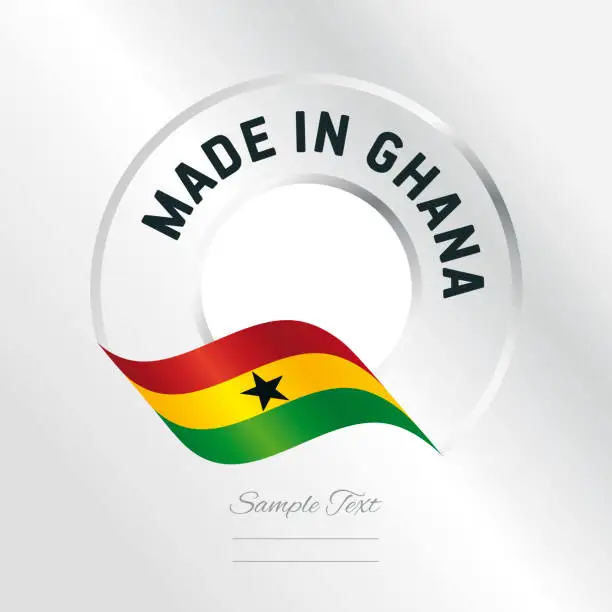 Vector illustration of Made in Ghana transparent logo icon silver background