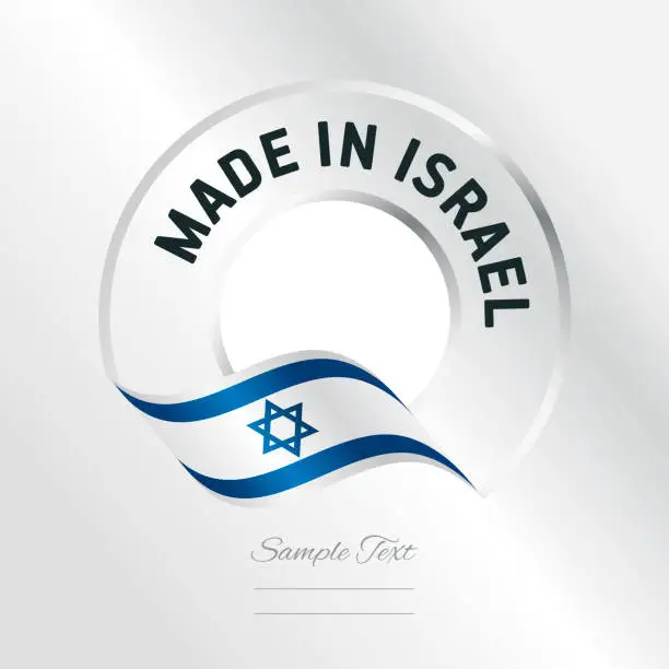 Vector illustration of Made in Israel transparent logo icon silver background