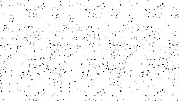 Vector illustration of Pattern of random spots or marks, abstract print with variegated abstract shapes in black and white