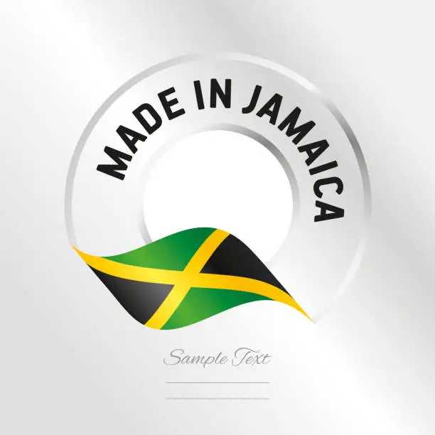 Vector illustration of Made in Jamaica transparent logo icon silver background