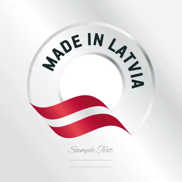 Vector illustration of Made in Latvia transparent logo icon silver background