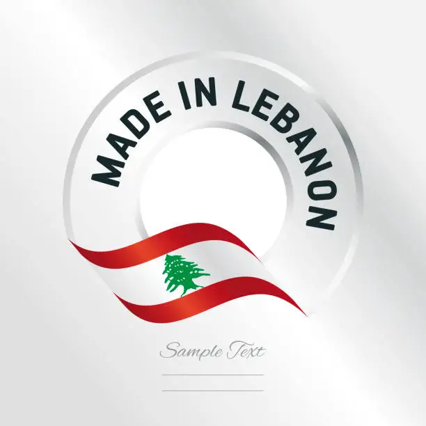 Vector illustration of Made in Lebanon transparent logo icon silver background