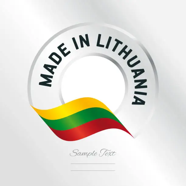 Vector illustration of Made in Lithuania transparent logo icon silver background