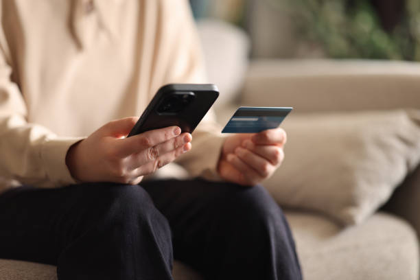istock Young female making a purchase online. 2084424472