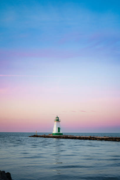 Sunset sky view from Lakeside Park Beach in Ontario, Canada.