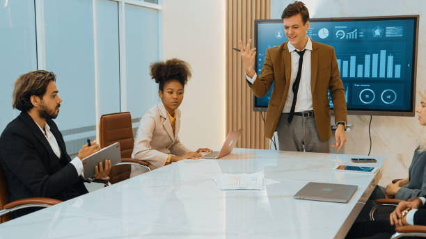 istock Presentation in office or ornament meeting room with analyst team 2084472242