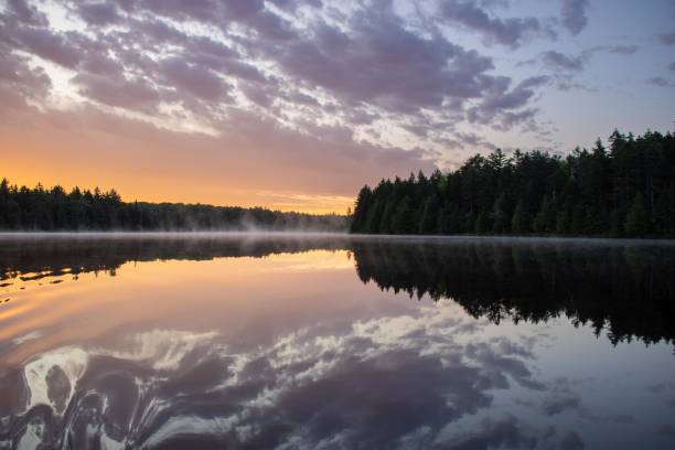 istock A tranquil sunrise reflected in a calm lake 2084484390