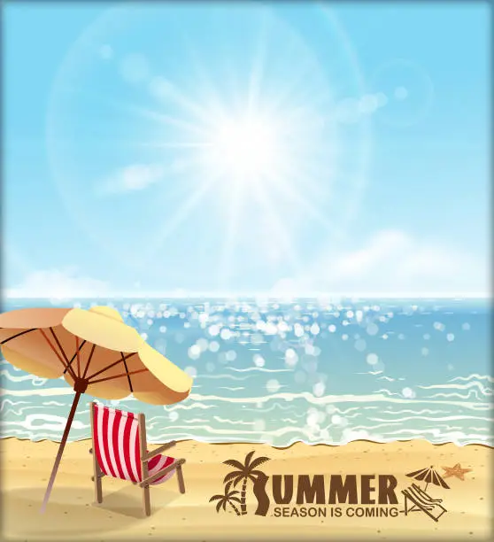 Vector illustration of sunny beach message