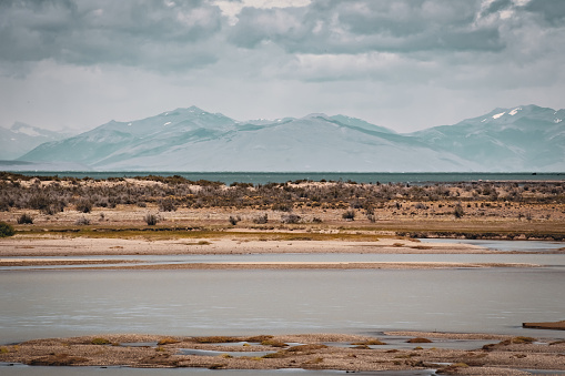Lake landscape in Santa Cruz province in Calafate Argentina