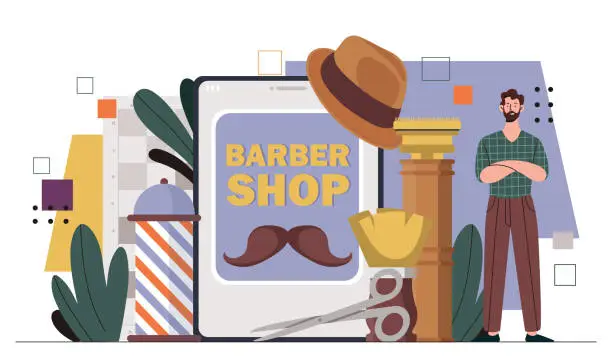 Vector illustration of Man with barbershop vector