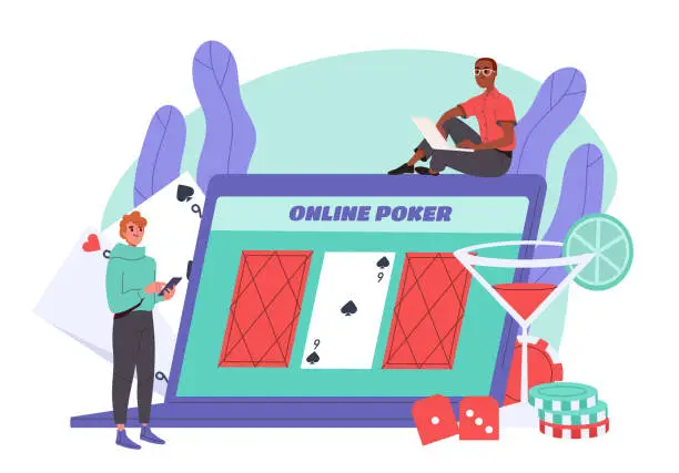Vector illustration of Online poker vector concept