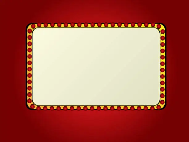 Vector illustration of vintage old frame theater casino or circus illuminated banner.