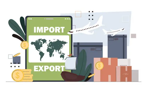 Vector illustration of Import and export vector