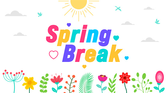 April is Spring Break background template. Holiday concept.