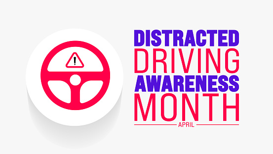 April is Distracted Driving Awareness Month background template. Holiday concept.