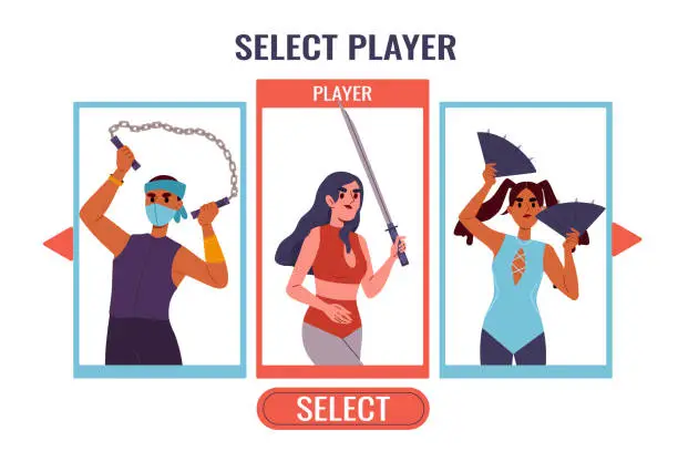 Vector illustration of Select player to game vector