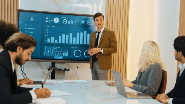istock Presentation in office or ornament meeting room with analyst team 2084594441
