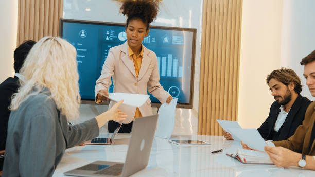 istock Presentation in office or ornament meeting room with analyst team 2084601776