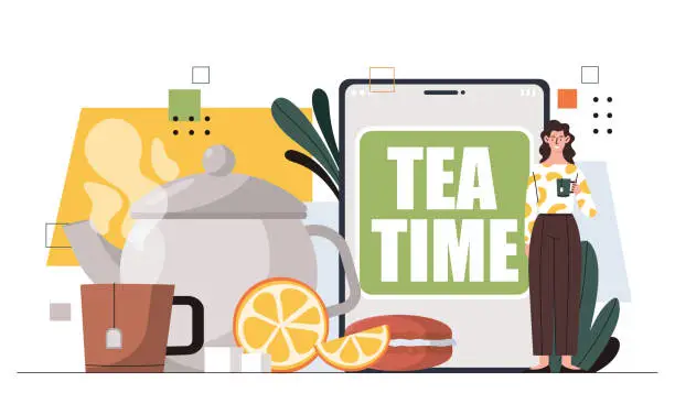 Vector illustration of Tea time vector concept