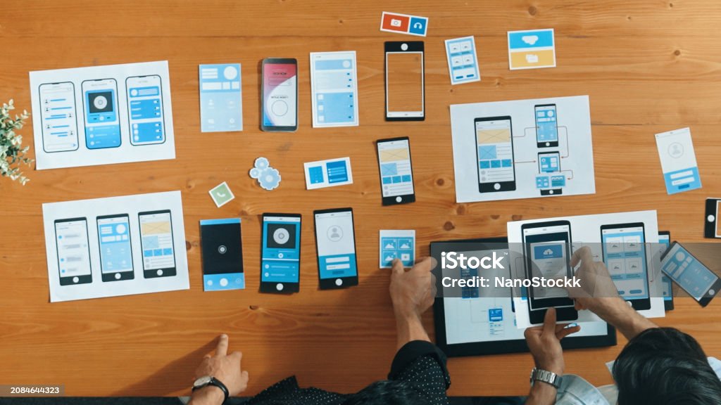 Developer Working On Ux Ui Design While Partner Working Together ...