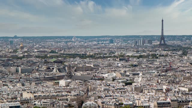 General panoramic view at sunset of the city of Paris, France