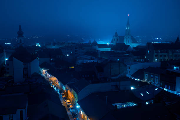 Holy Trinity Church, Sighisoara, Romania - May 3, 2024 - View of the Holy Trinity Romanian Orthodox Church from the top of Sighisoara's highest point, School Hill. The church, built from 1934 to 1937, was designed in the Neo-Byzantine style.