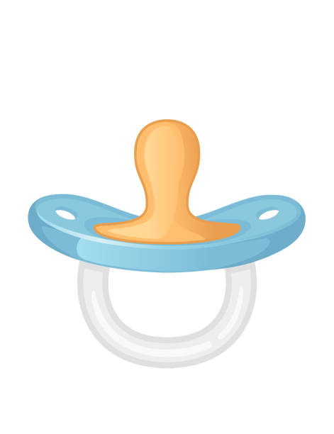 istock Baby pacifier blue and yellow color non toxic silicone vector illustration isolated on white background 2084679762