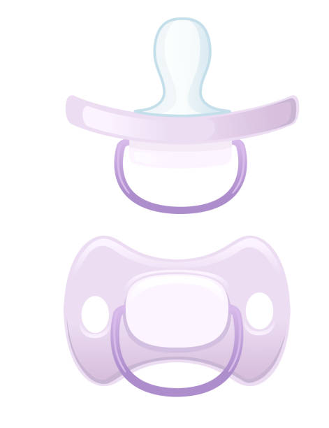 istock Baby pacifier blue and yellow color non toxic silicone vector illustration isolated on white background 2084679771