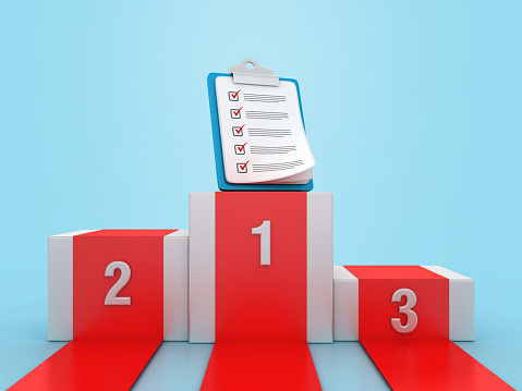 Check List Clipboard on Podium - Color Background - 3D Rendering
