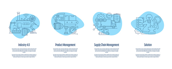 Industry 4.0, Product Management, Supply Chain Management, Solution Onboarding App Screens Vector Illustration