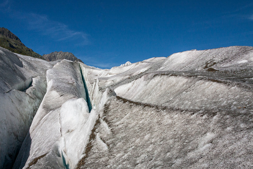 Strange ice formations on a glacier.
