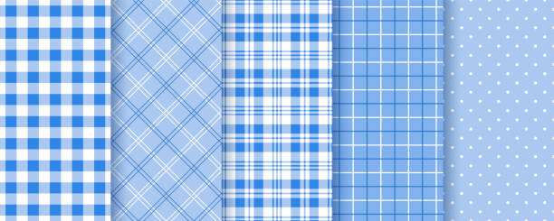 illustrations, cliparts, dessins animés et icônes de nappe sans couture. motifs vichy de cuisine. illustration vectorielle. définissez des impressions à carreaux. - plaid checked pattern sewing