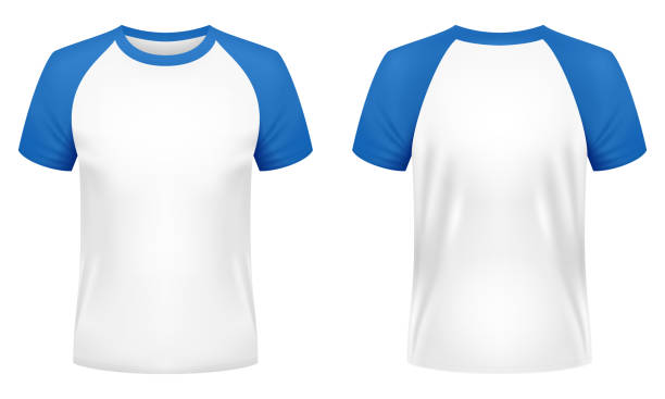 Short sleeve raglan t-shirt template. Front and back views. Vector illustration. vector art illustration