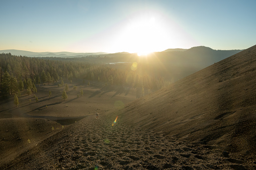 Bright Sun Over Cinder Cone and Lassen Wilderness just after sunrise
