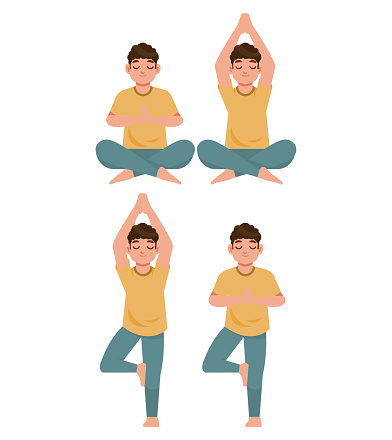 People in poses of yoga