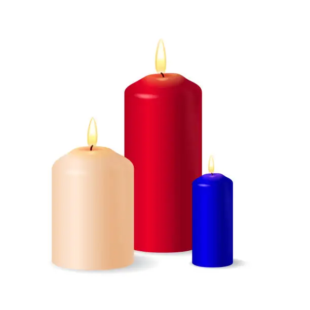 Vector illustration of Vector collection of realistic christmas candles.