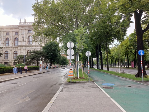 Vienna, Austria - June 7, 2023: Street view in Vienna city with museum in background.