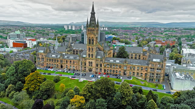 Aerial view of the University of Glasgow, Scotland.