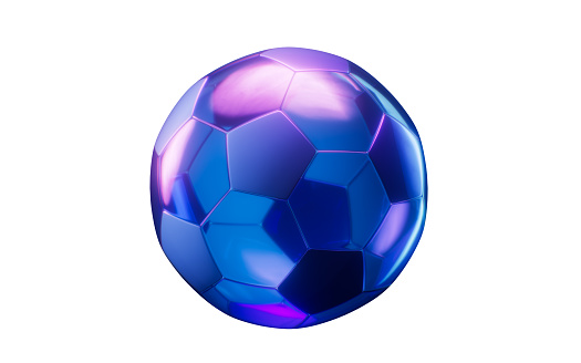 Football with dark neon light effect, 3d rendering. 3D illustration.