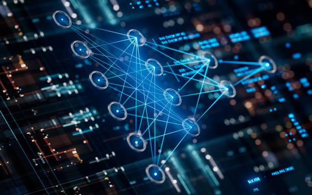 nós de rede neural deep learning inteligência artificial modelo de machine learning - network - fotografias e filmes do acervo