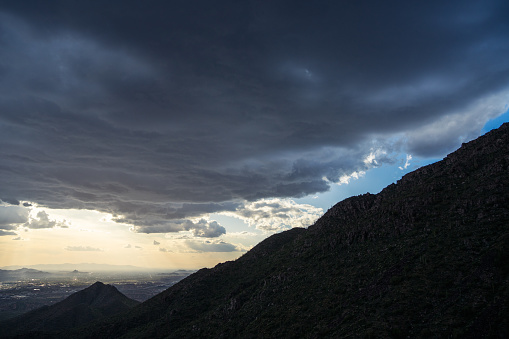 Burgeoning storm rolls into McDowell Mountains on Bell Pass