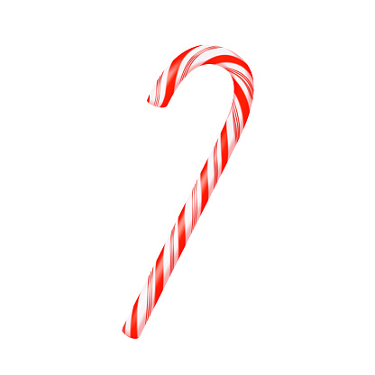 Vector vector candy cane with red stripes isolated on white realistic vector