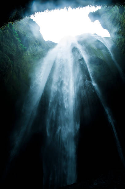 A beautiful waterfall inside a cave named Gljufrabui situated in Southern region of Iceland.