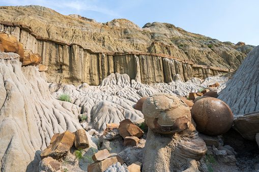 Rock formations at Cannonball Concretions in Theodore Roosevelt National Park, North Dakota, USA