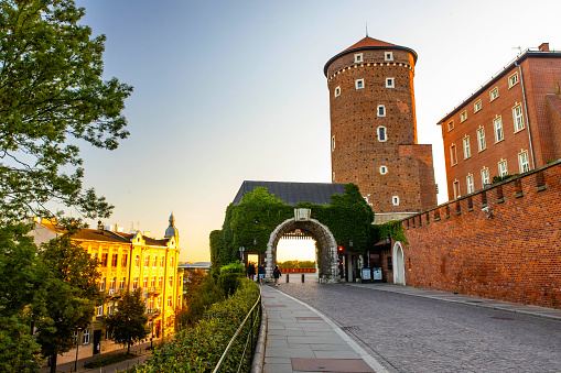Krakow, Poland - 09-06-2023: Krakow Wawel Bernardine Gate of Wawel Royal Castle