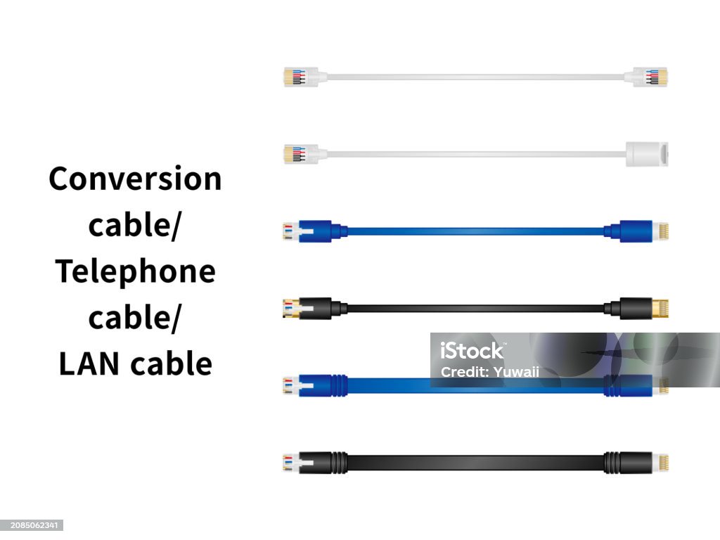 Cable Modular Line Conversion Cable Modular Telephone Cable And Lan Cable Stock ...
