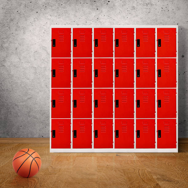 istock Basketball in room floor with locker in the background 2085139247